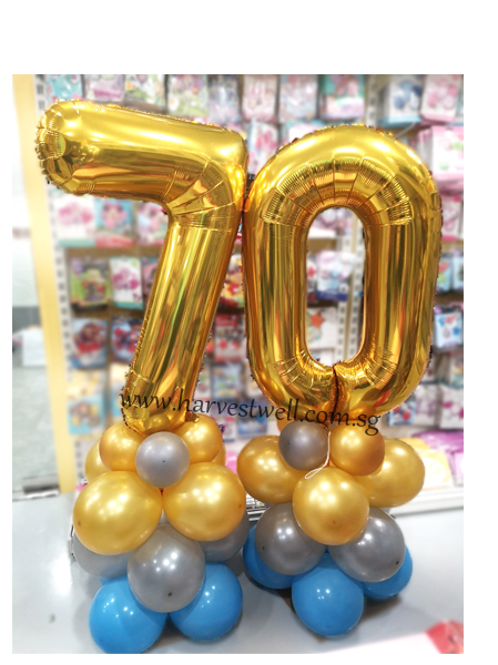 Customize Gold Megaloon Number 1 Pair Balloon Column